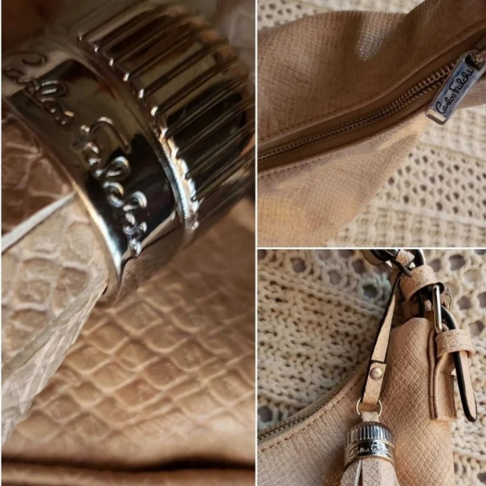 CARLOS FALCHI VEGAN SNAKESKIN HOBO BAG - Picture 4 of 8